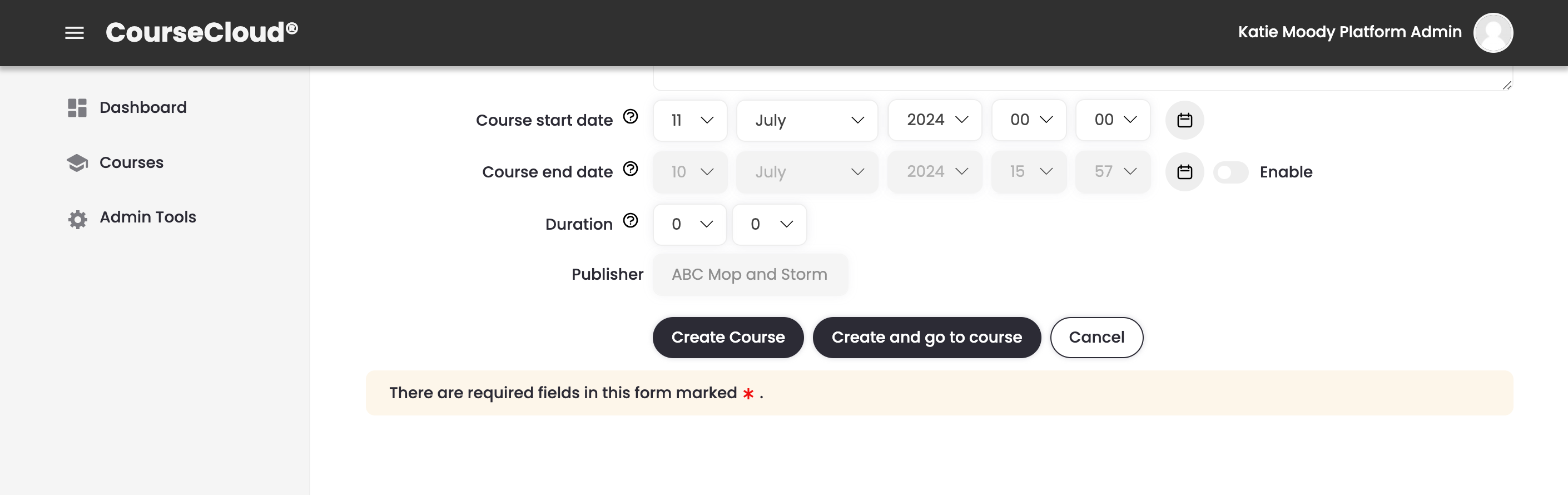 4b - The bottom of the Create Course page, showing the Start date, End date, Duration, and Publisher fields.png