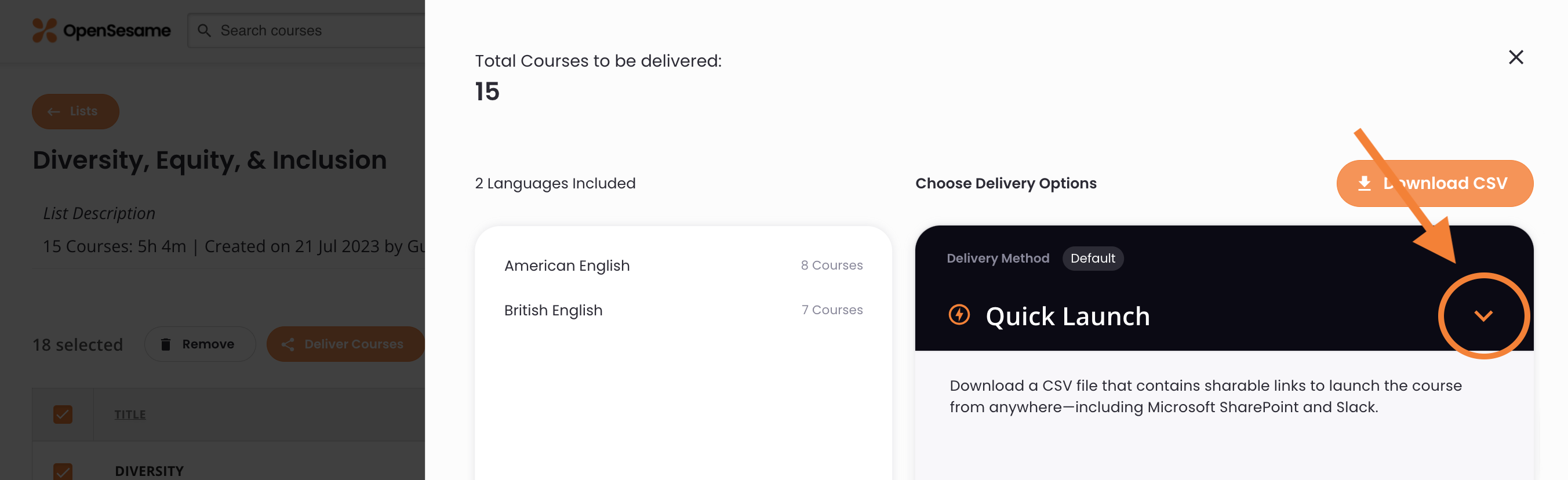 2 - The delivery tool shows the Quick Launch option and the menu arrow is indicated.png