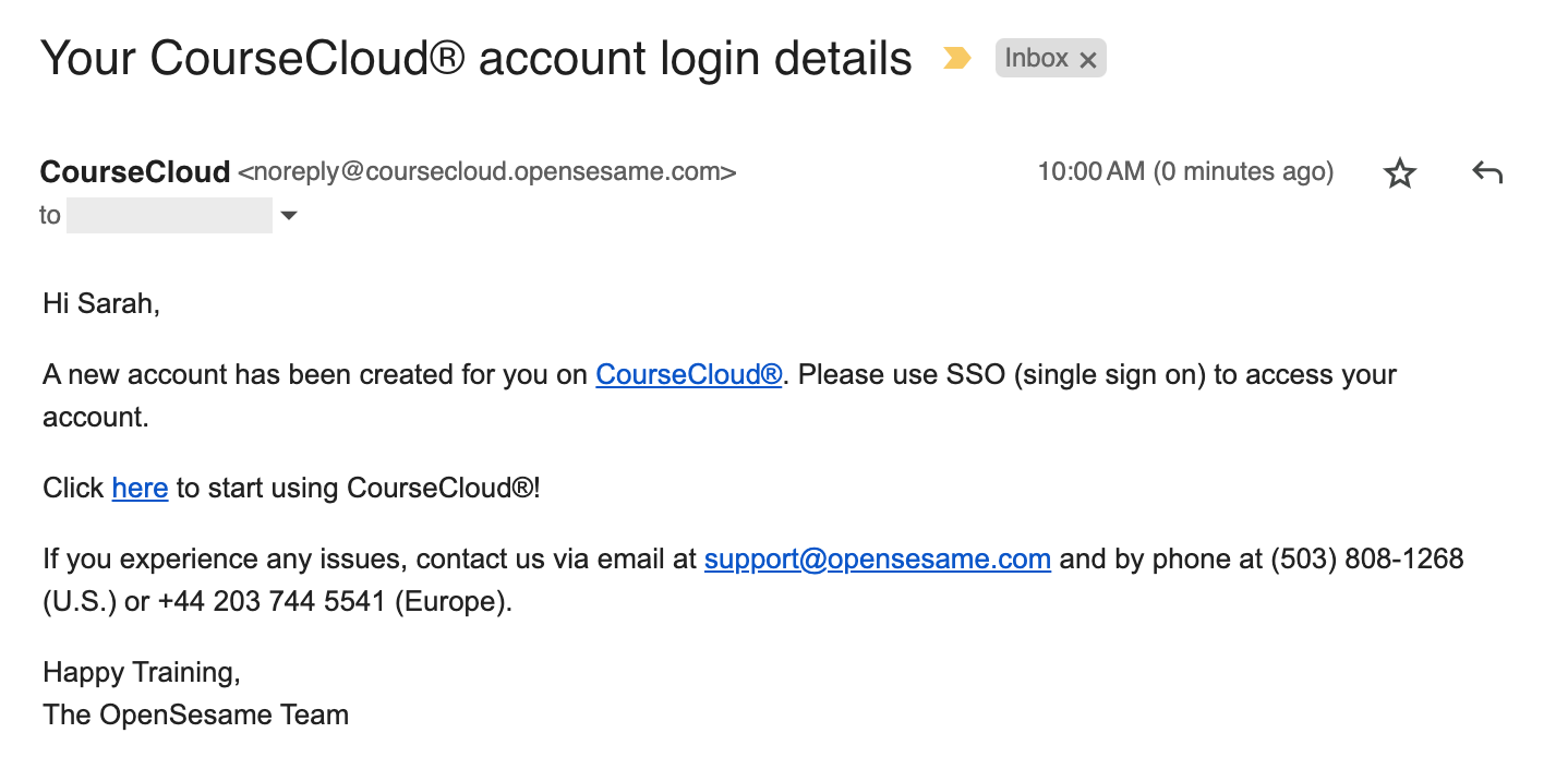 1 - Account notification email for a learning administrator (Single Sign-On).png