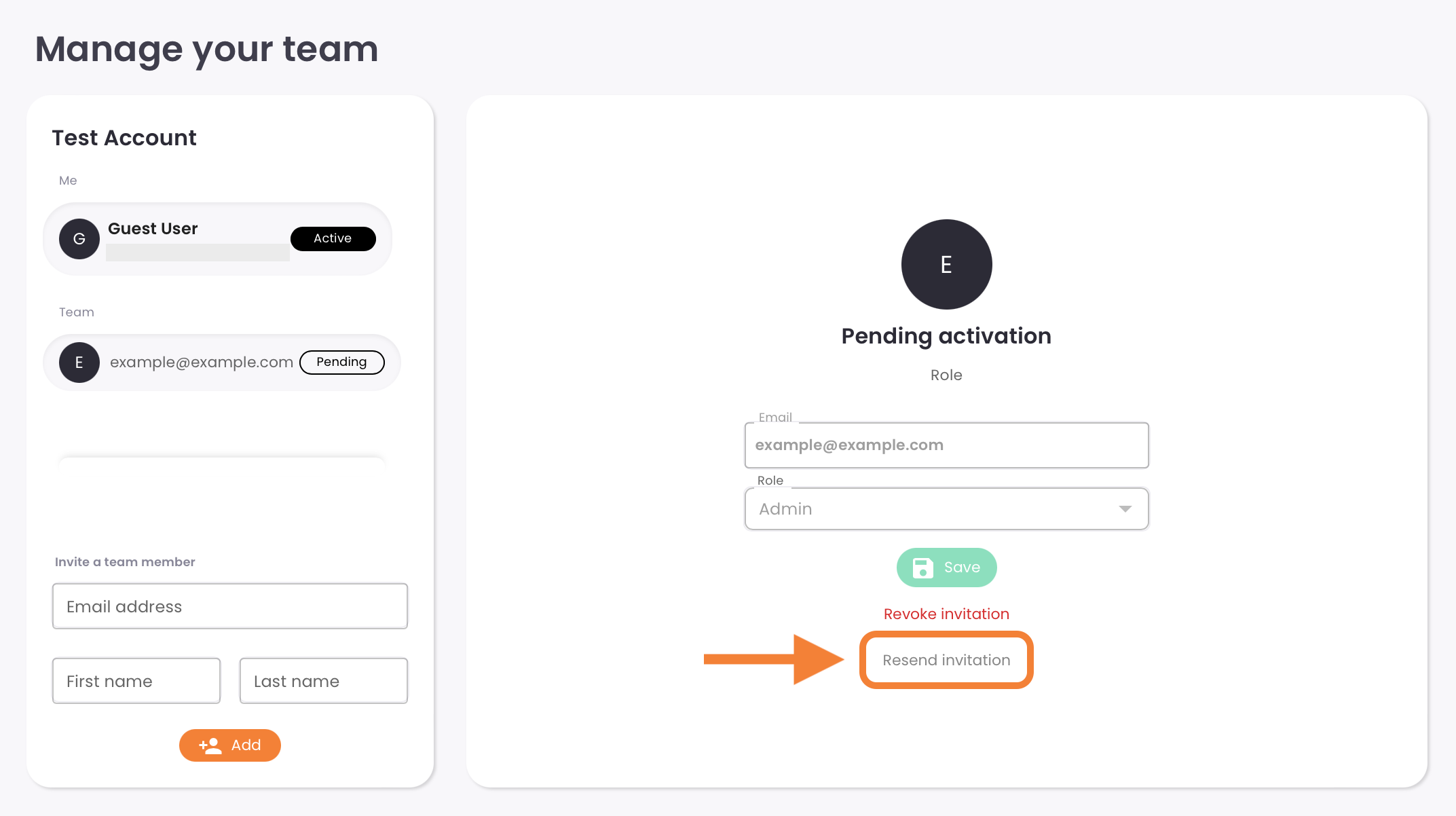 12 - A pending profile entry, indicating the Resend Invitation link.png