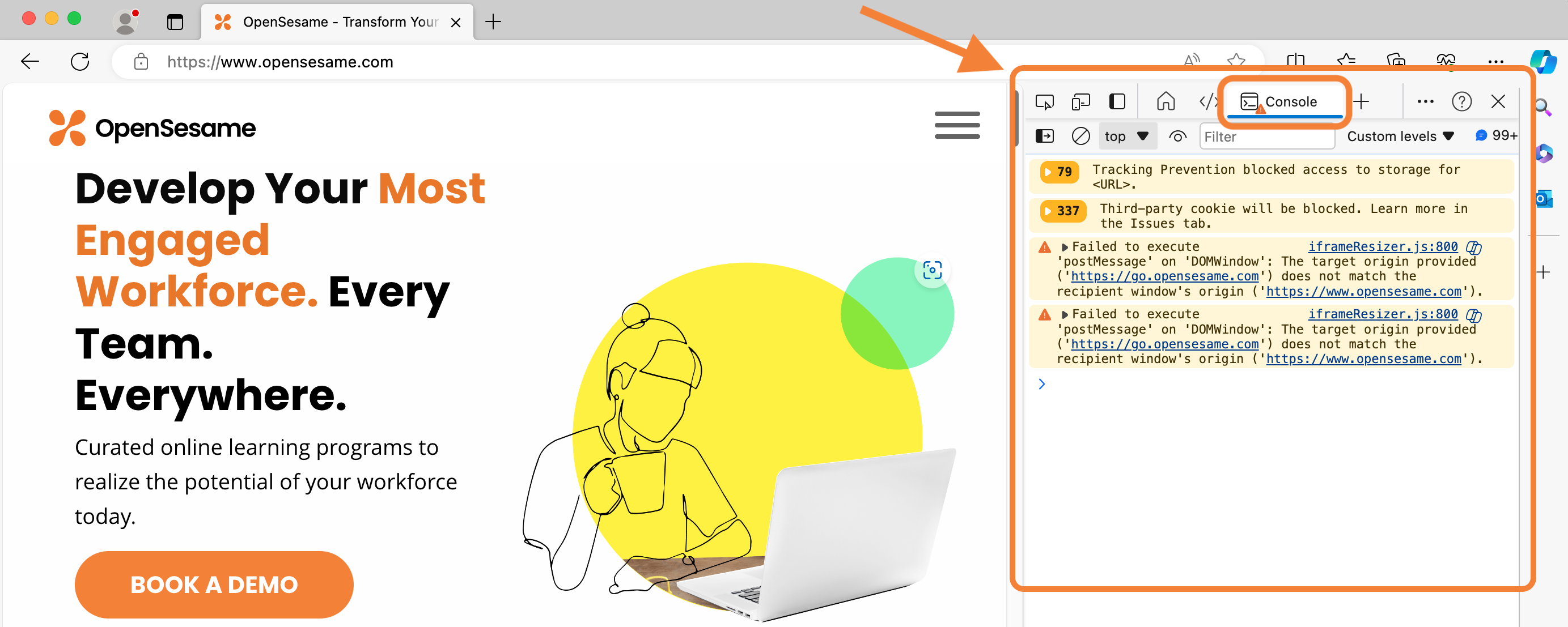 1 - Example developer console window in Edge.png