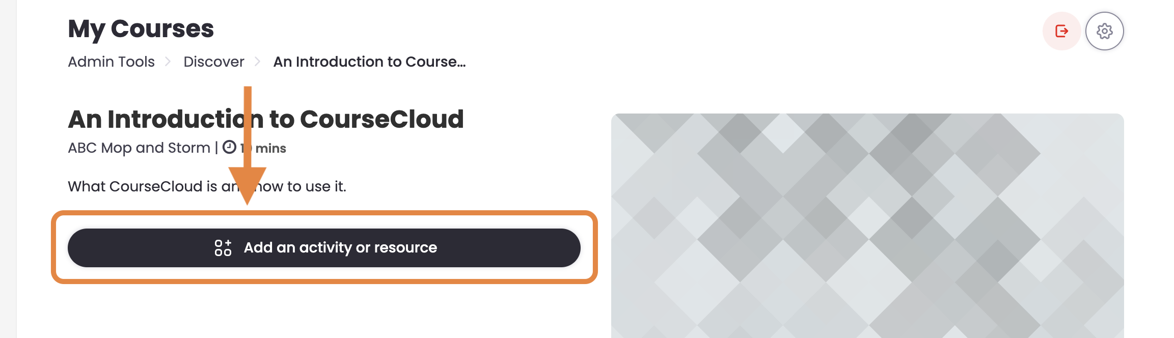 9 - The course container in Editing mode, indicating the Add button.png