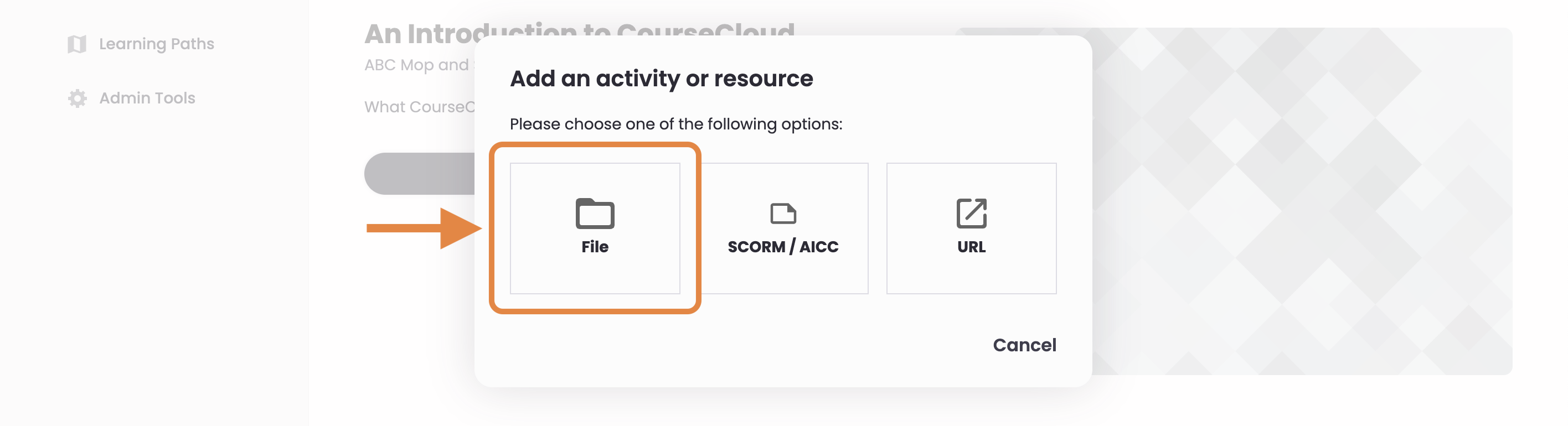 11 - The course container's upload types, indicating the File option.png