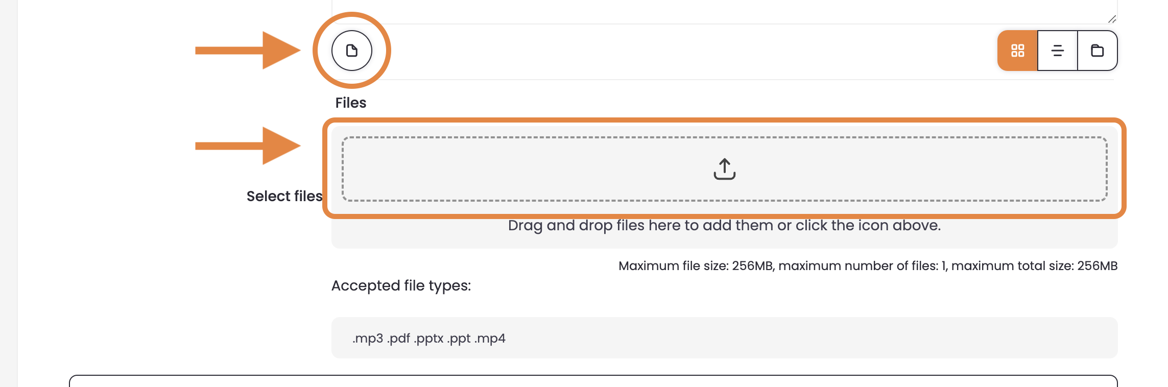 13 - The Add a File page, indicating the file-upload icon and box.png