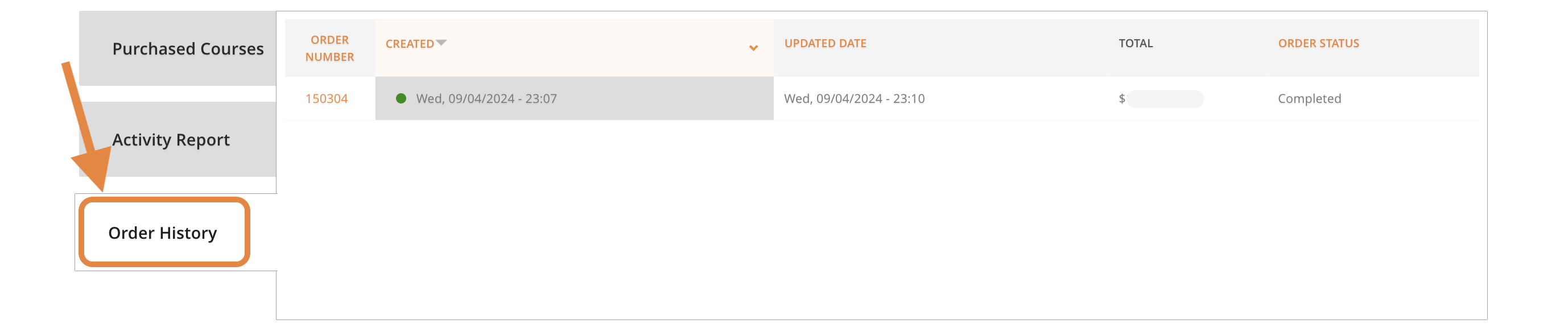 16 - The account dashboard, on the Order History tab, indicating that tab.png