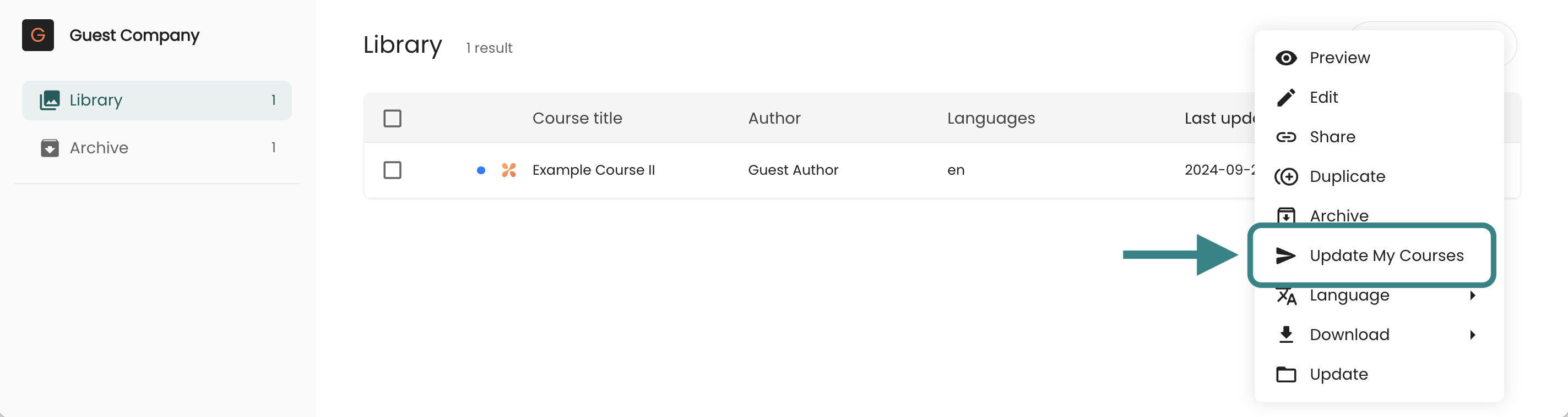 8b - The More Options menu, indicating the Update My Courses option.png