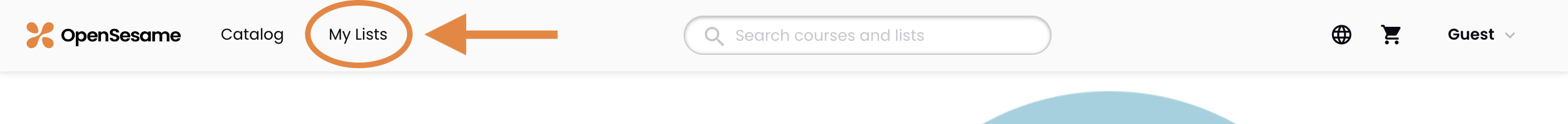 1 - The OpenSesame navigation bar, indicating My Lists.png