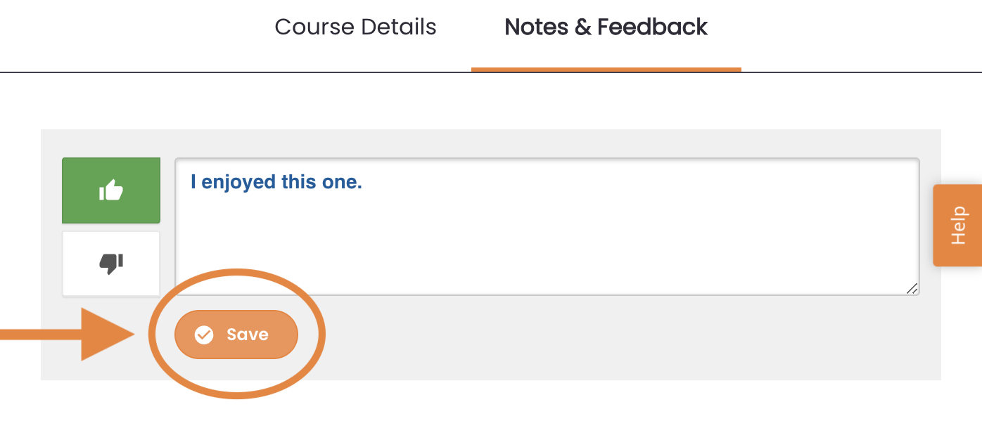12 - The feedback panel with a thumbs up selected and a comment in the text field, indicating the Save button.png