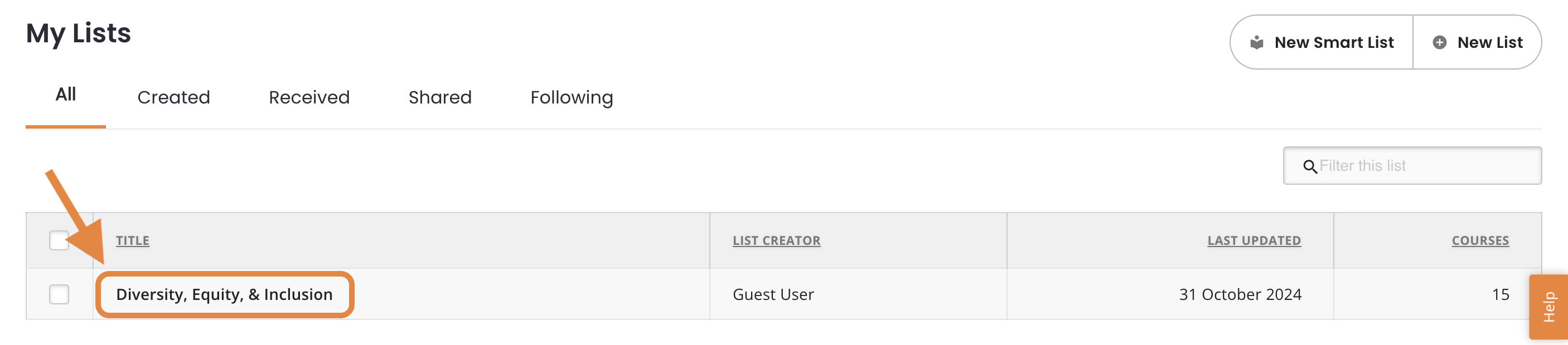 2 - The My Lists page, indicating a List's title.png