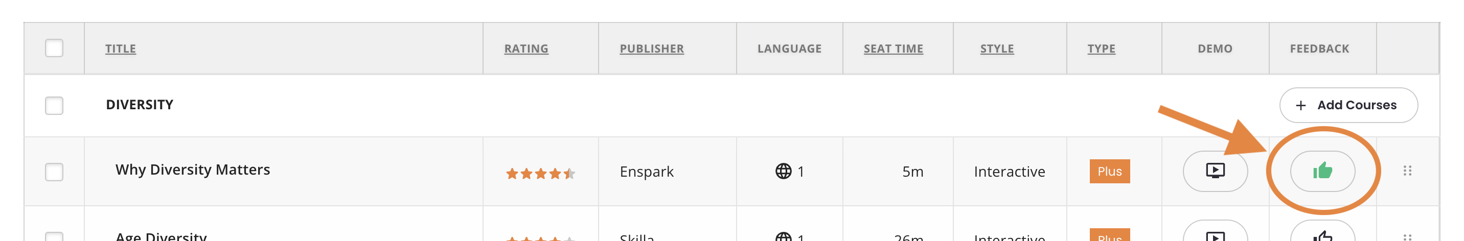 14 - The List, indicating the course's updated Feedback button.png