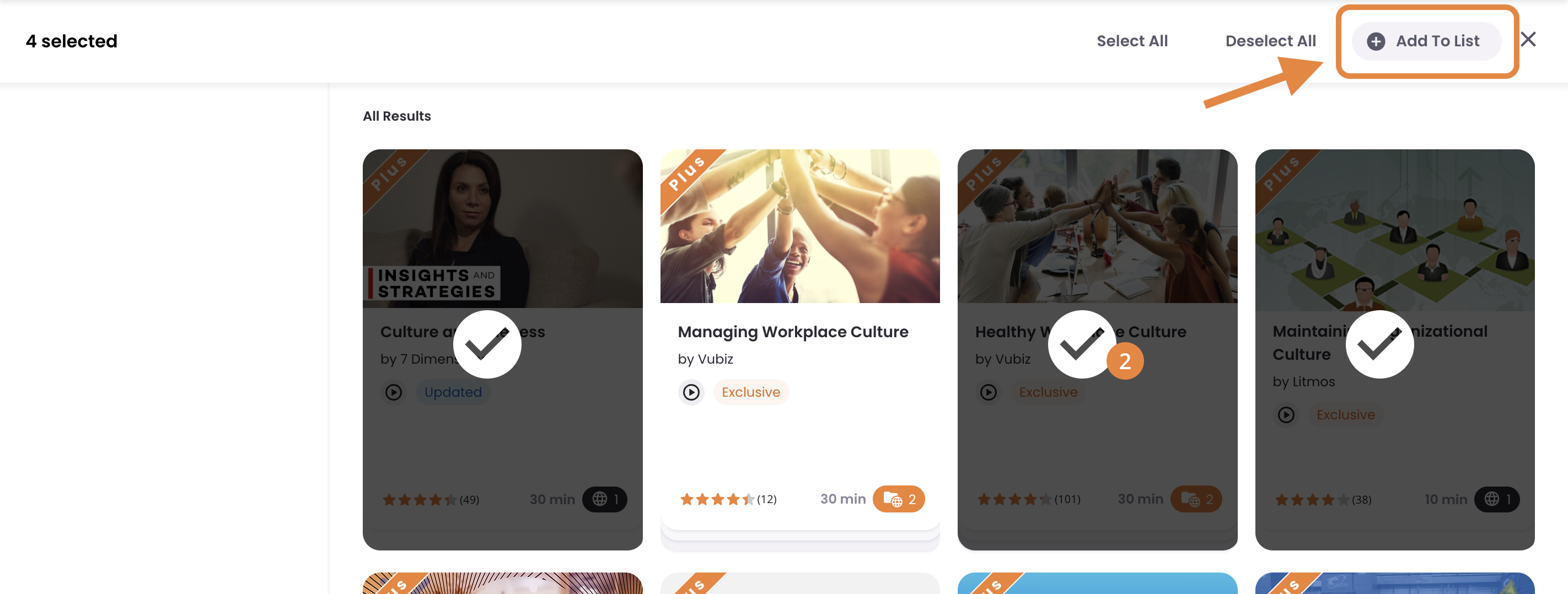 7 - Multiple courses selected, indicating the Add to List button.png