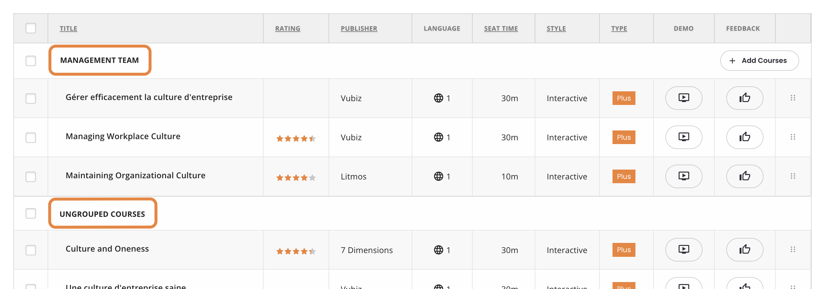 17 - The new group, followed by an ungrouped courses section.png