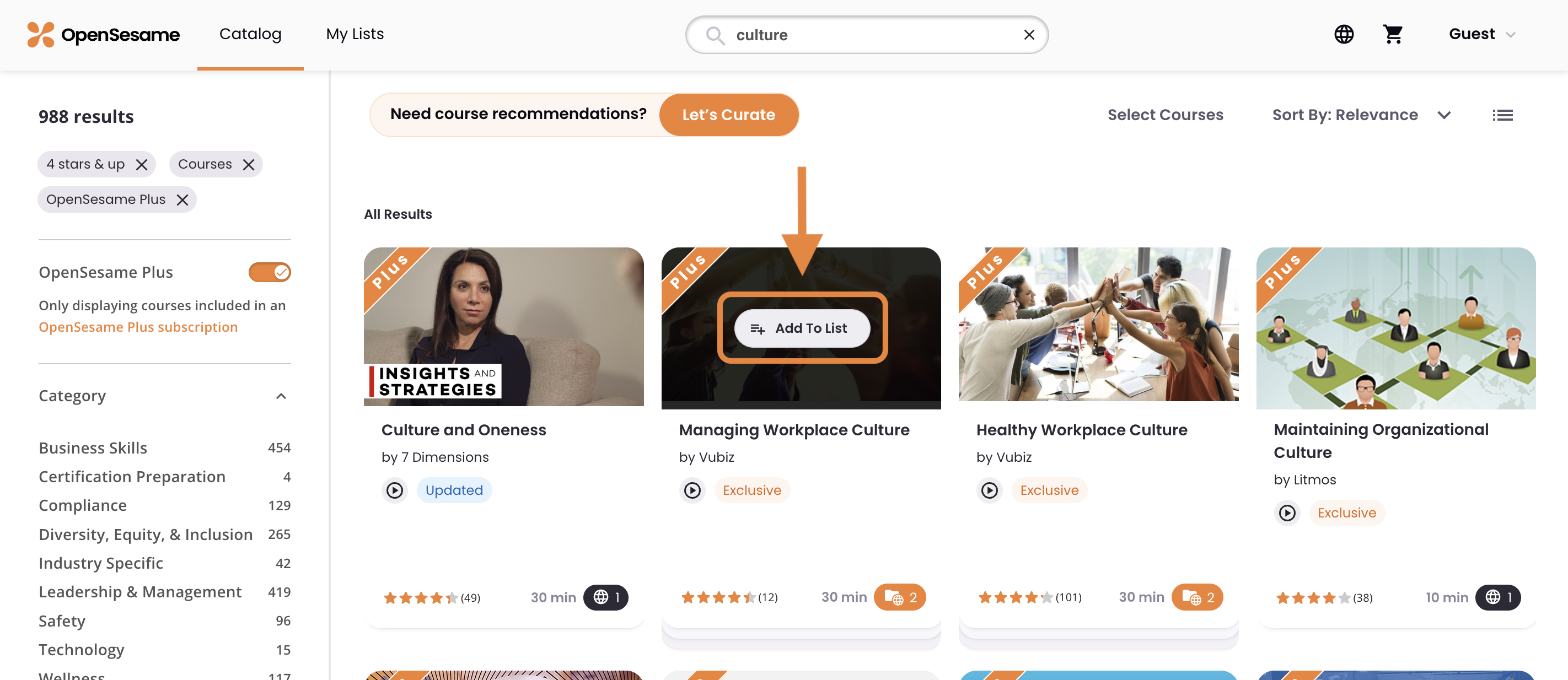 2 - Catalog results, indicating a course's Add to List button.png
