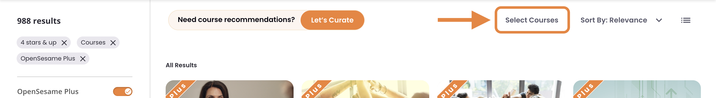 6 - Catalog results, indicating the Select Courses tool.png