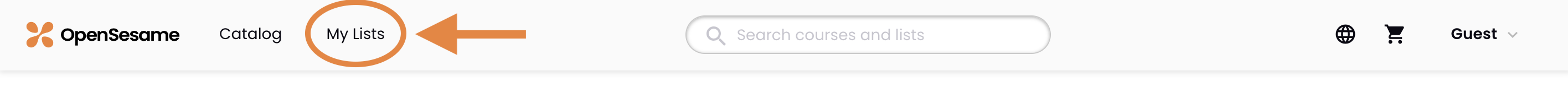 1 - The OpenSesame landing page, indicating My Lists.png