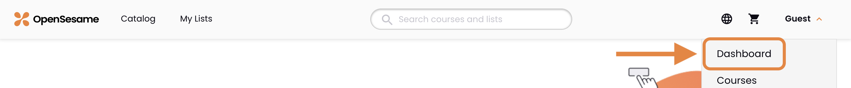 12 - The OpenSesame account menu, indicating Dashboard.png