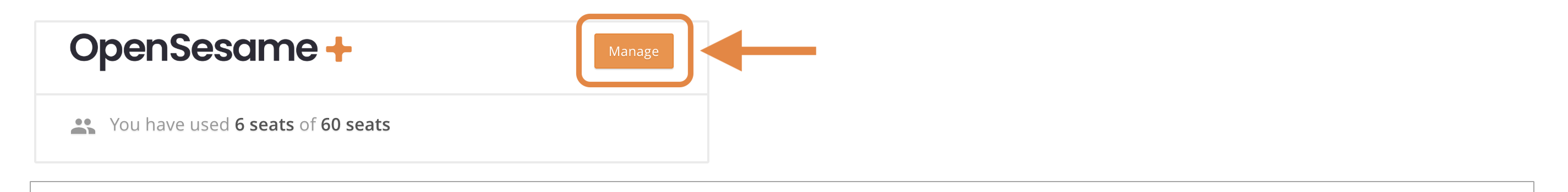 14 - The OpenSesame dashboard, indicating the OpenSesame Plus Manage button.png