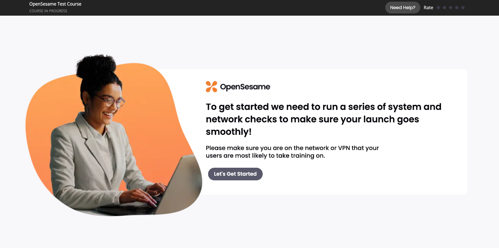1 - The OpenSesame Test Course's welcome page.png