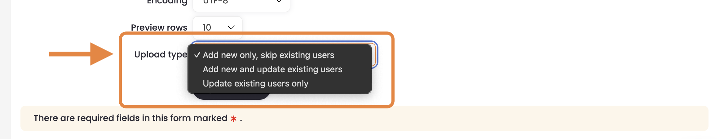 4 - The Upload Users page, indicating the Upload Type options.png