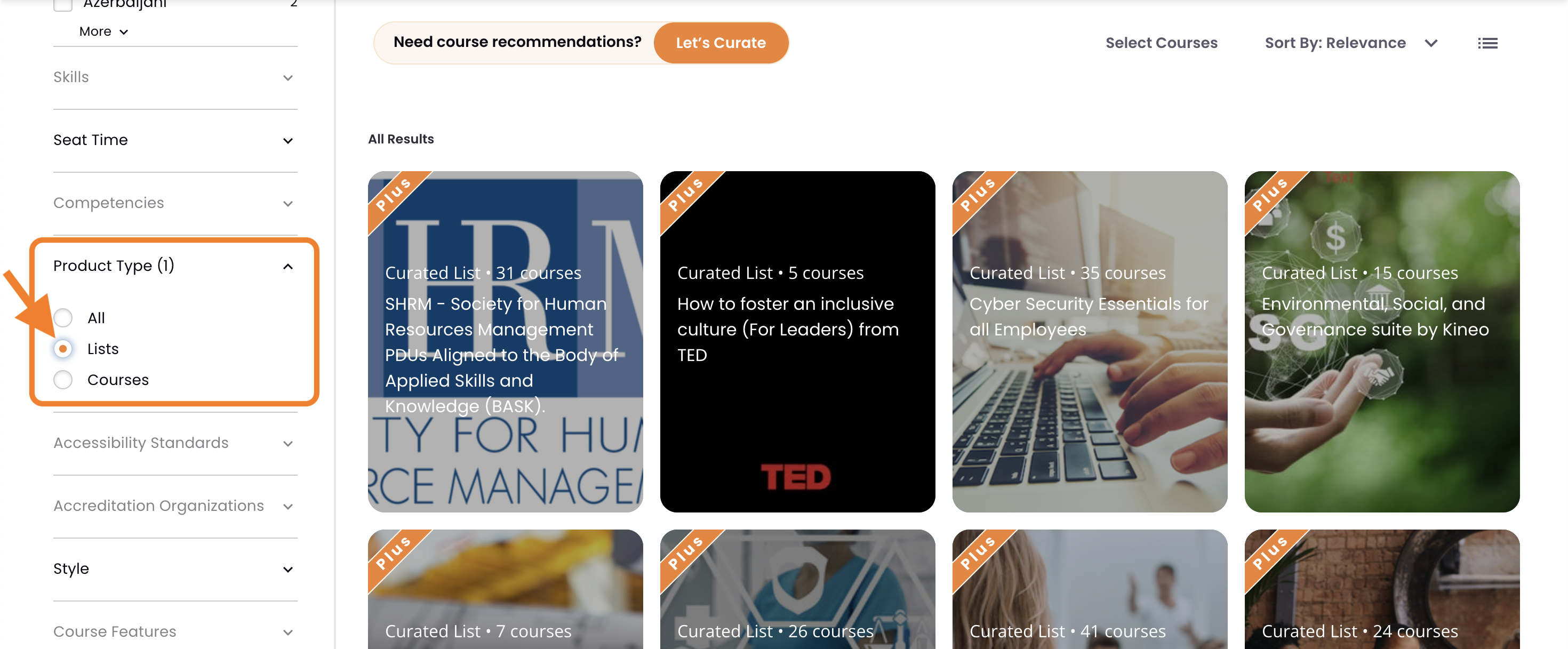 2 - The Product Type filter with Lists selected. All results are now Curated Lists.png