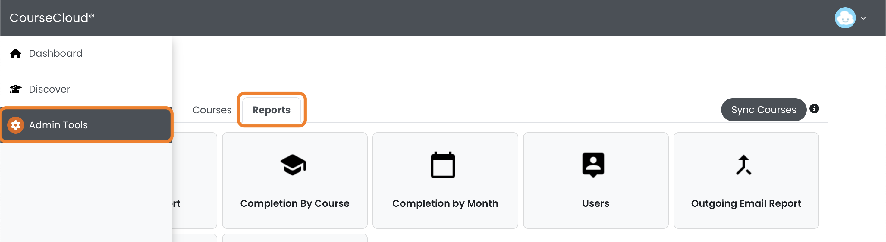 1 - Admin Tools in the navigation menu, then the Reports tab.png