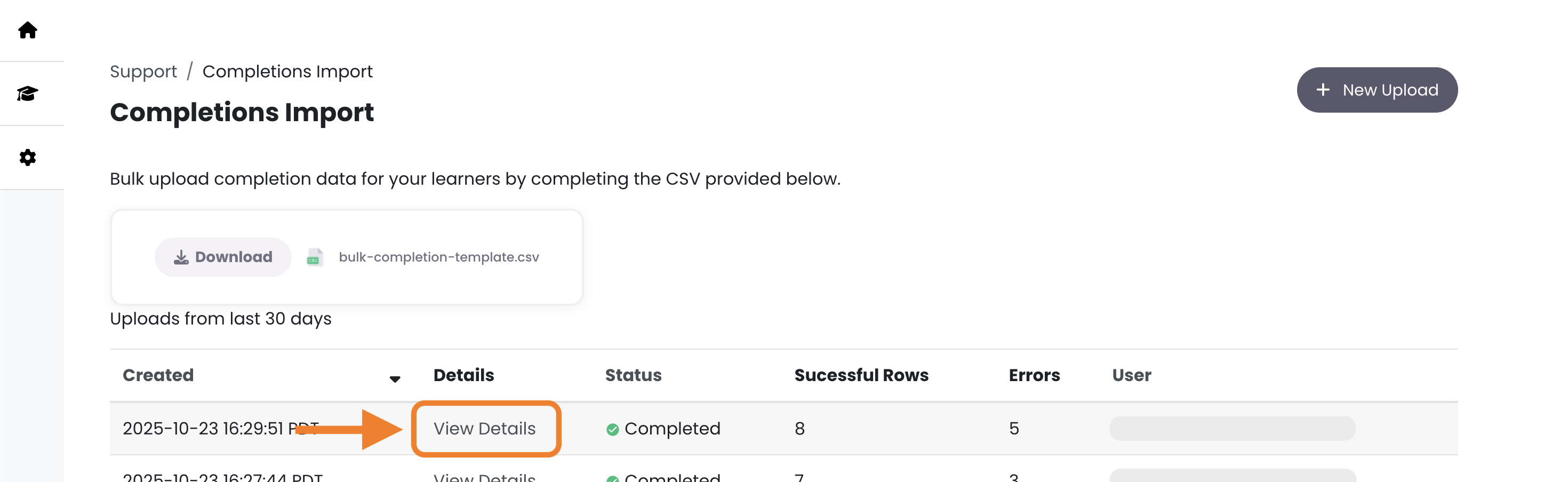 14 - The completions import page, indicating View Details.png