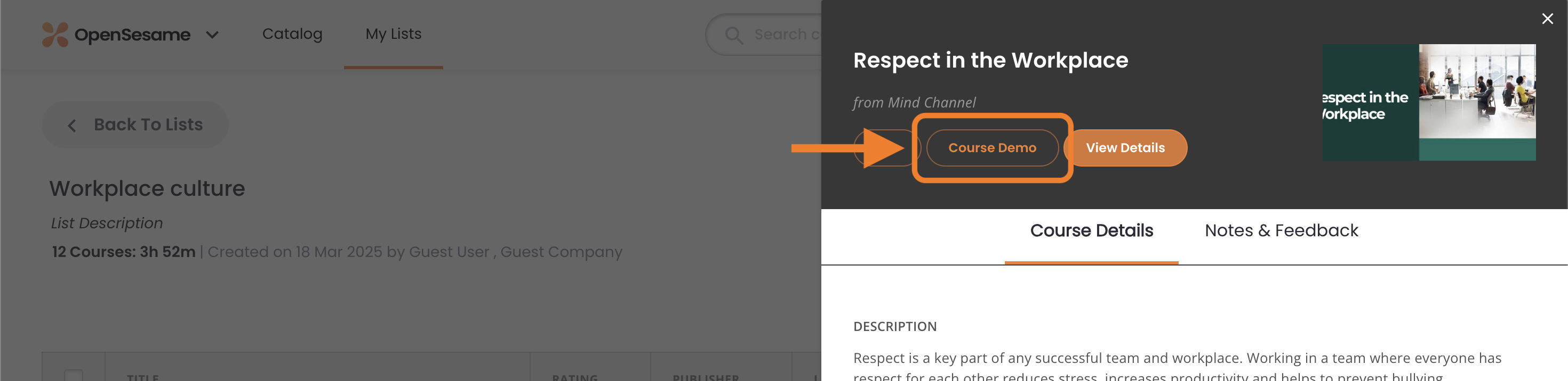 How to preview courses from a List – OpenSesame Support