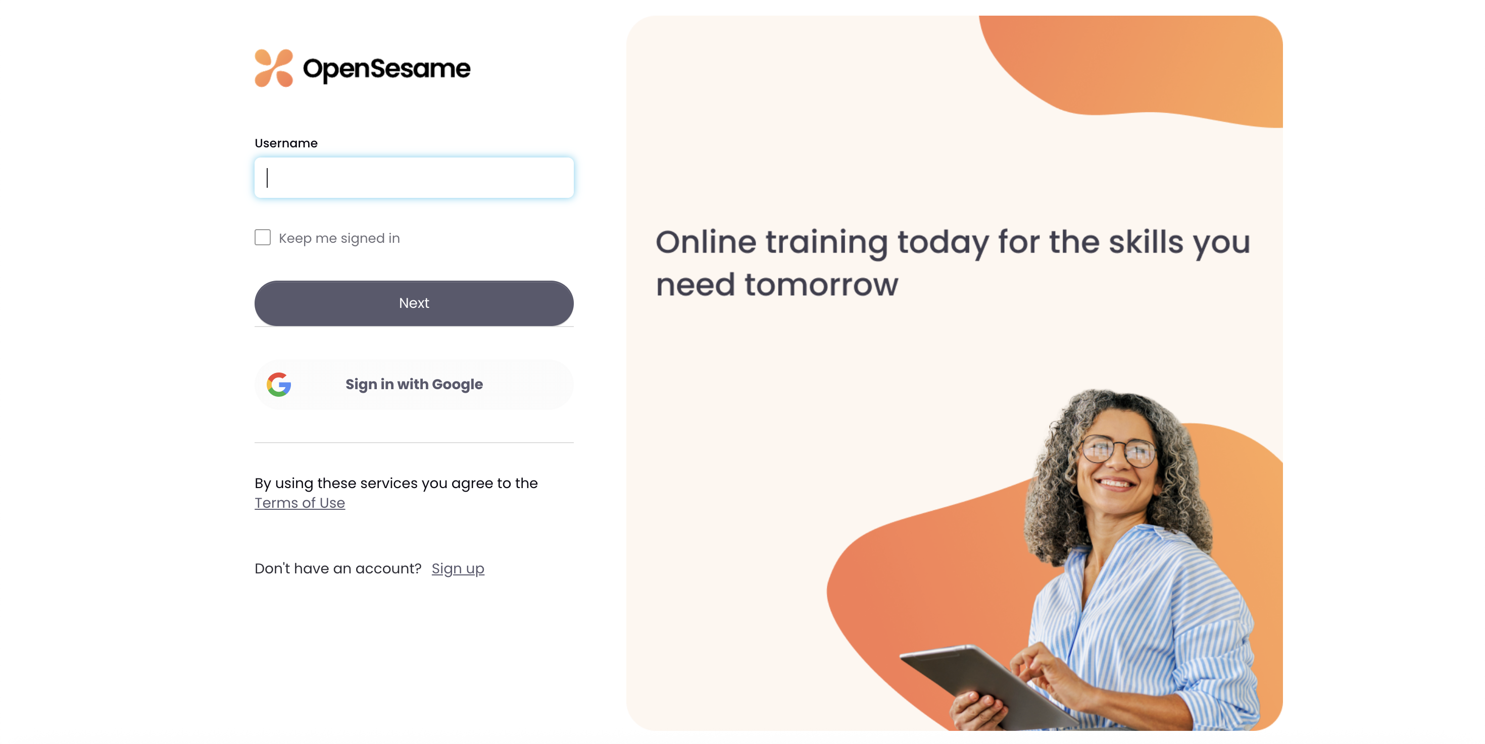1 - The OpenSesame login page.png