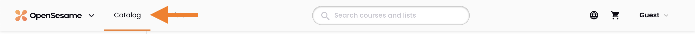 1 - The OpenSesame navigation bar, indicating Catalog.png