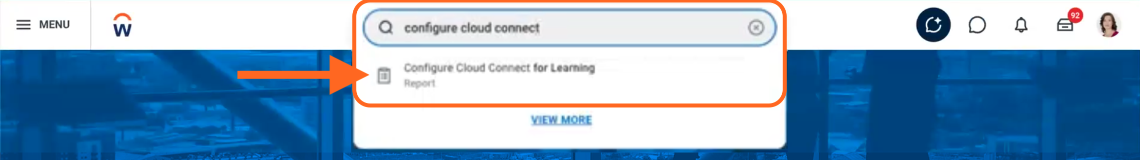 1 - The Workday global search bar, indicating Configure Cloud Connect for Learning.png