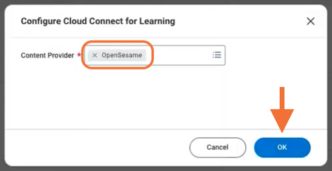 2 - The Configure Cloud Connect for Learning task, with OpenSesame as the Content Provider.png