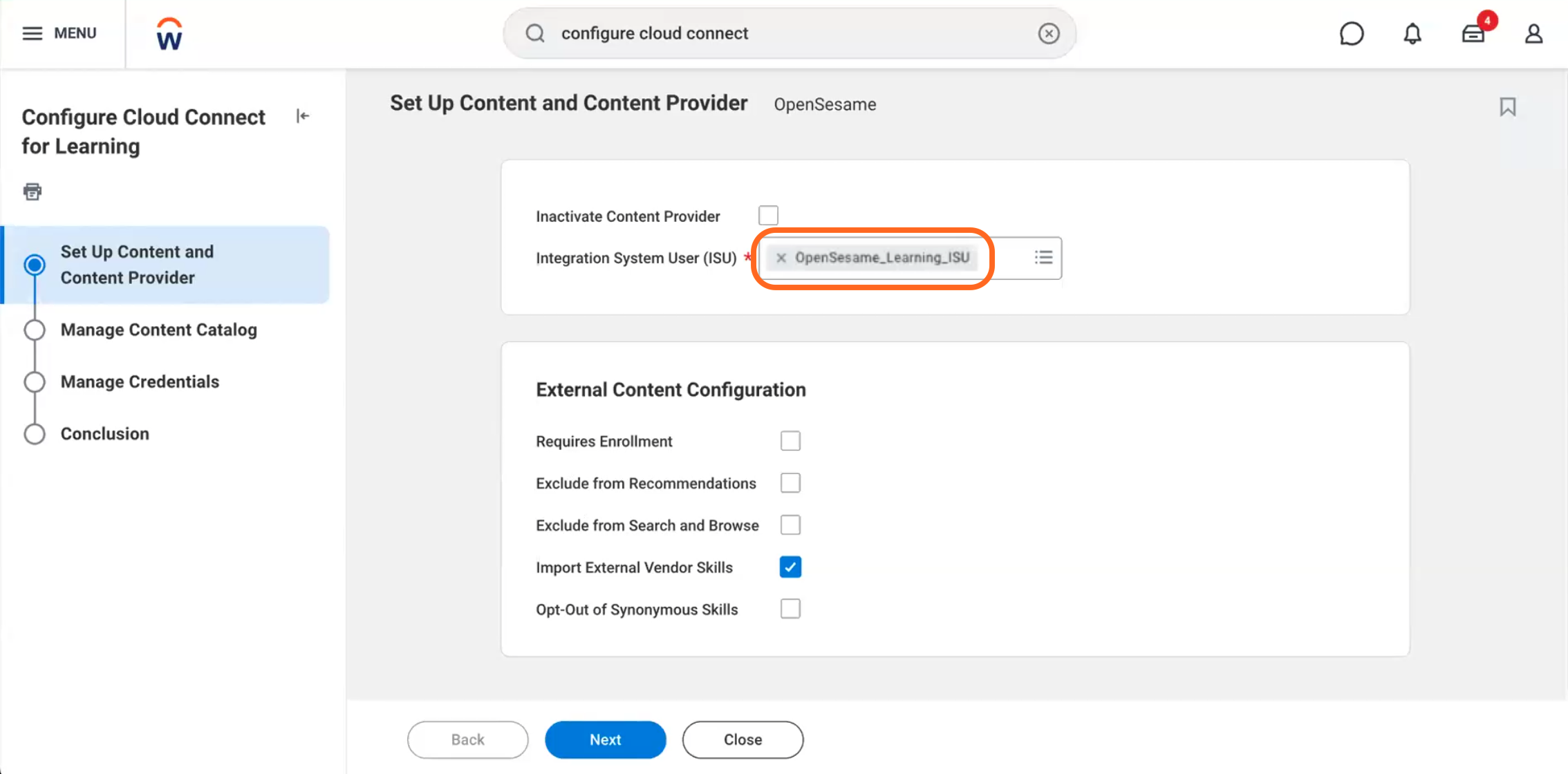 3 - The first setup page, indicating a selected Integration System User.png