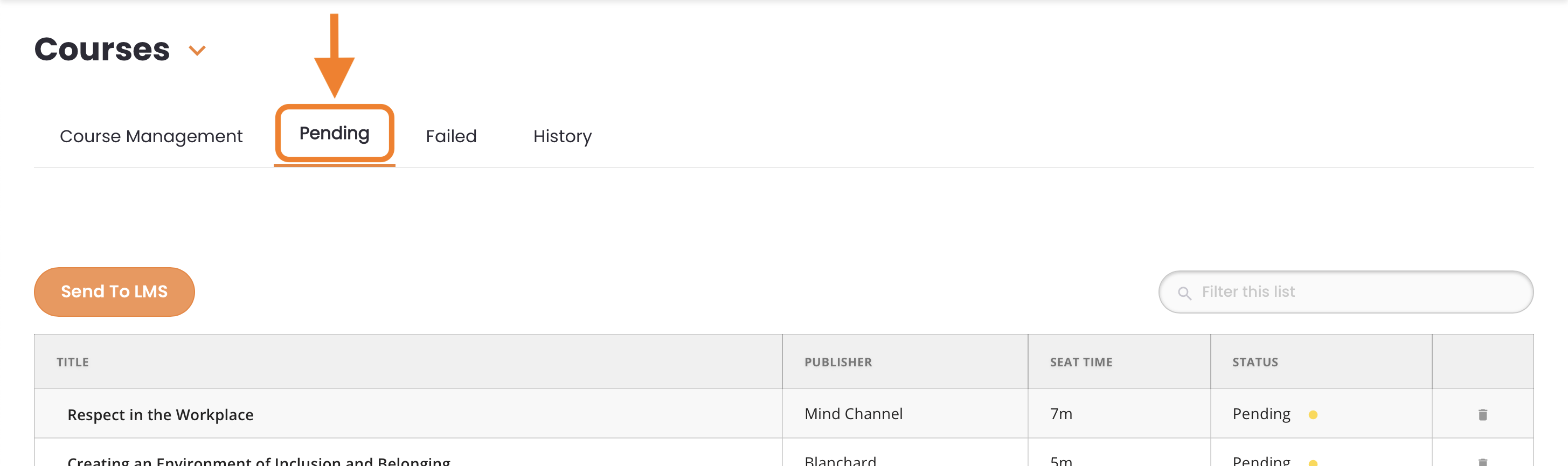 7 - The legacy Courses dashboard, indicating the Pending tab.png