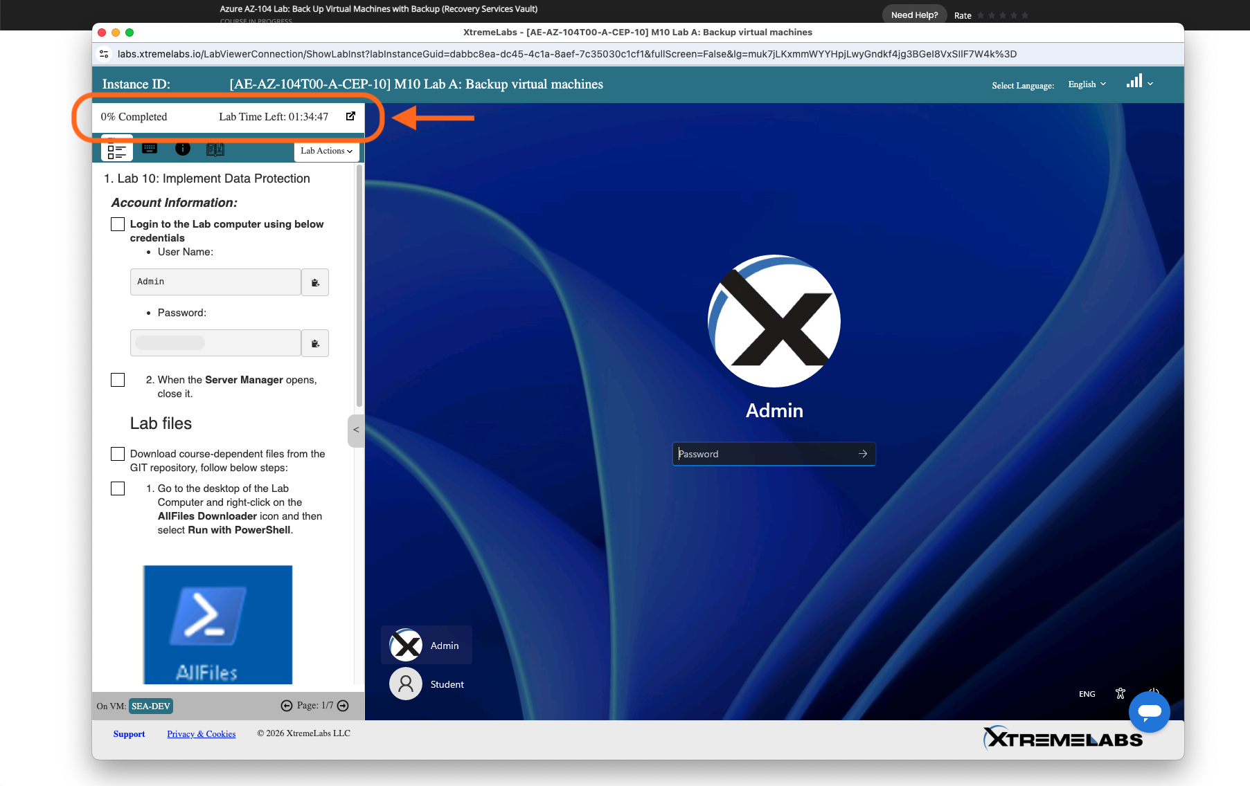 1 - Landing page, indicating the completion percentage and countdown timer.png
