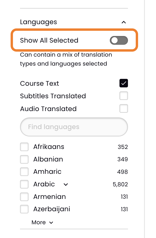 12 - The Languages filter, its toggle, and the translation types.png
