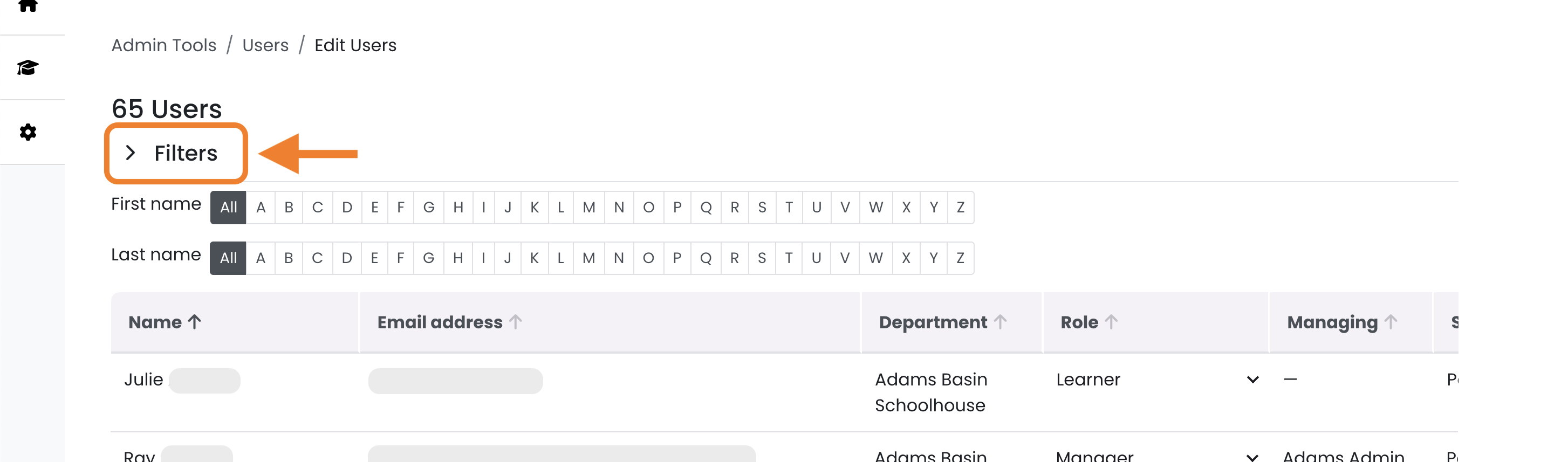 3 - The Users table, indicating the Filters section.png