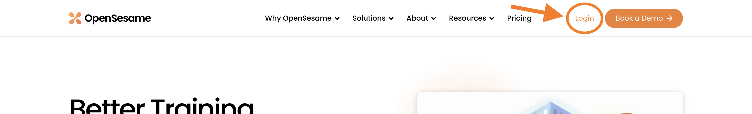 1 - The OpenSesame website, indicating Login.png