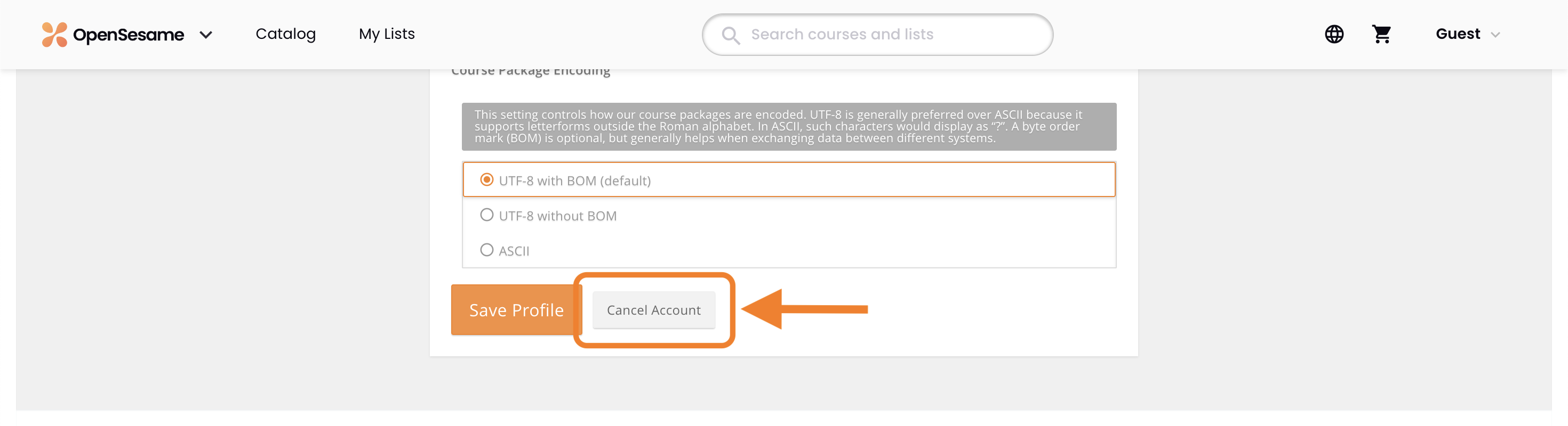 2 - The Account Settings page, indicating Cancel Account.png