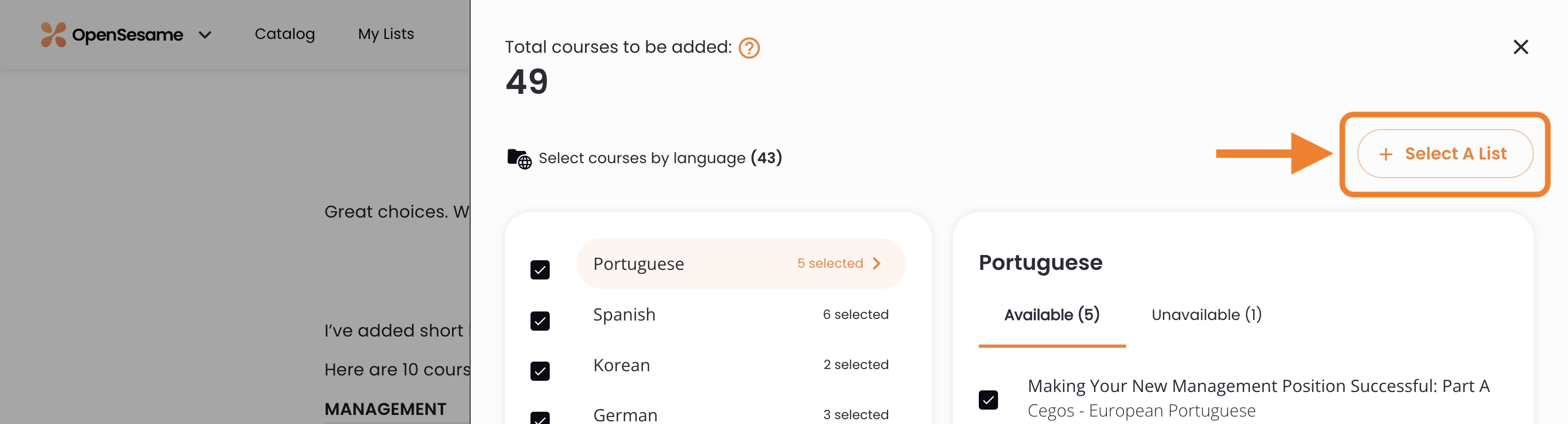 11 - The available Languages, with Select a List indicated.png