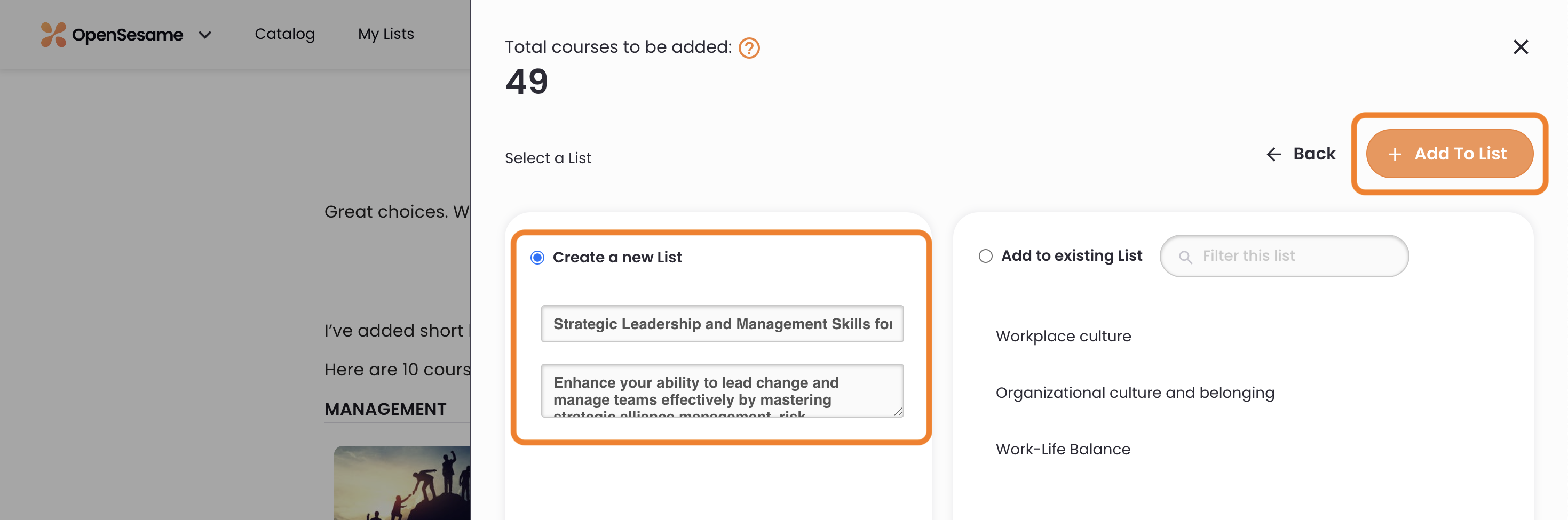 12 - The Create a new List option is selected and details automatically added.png